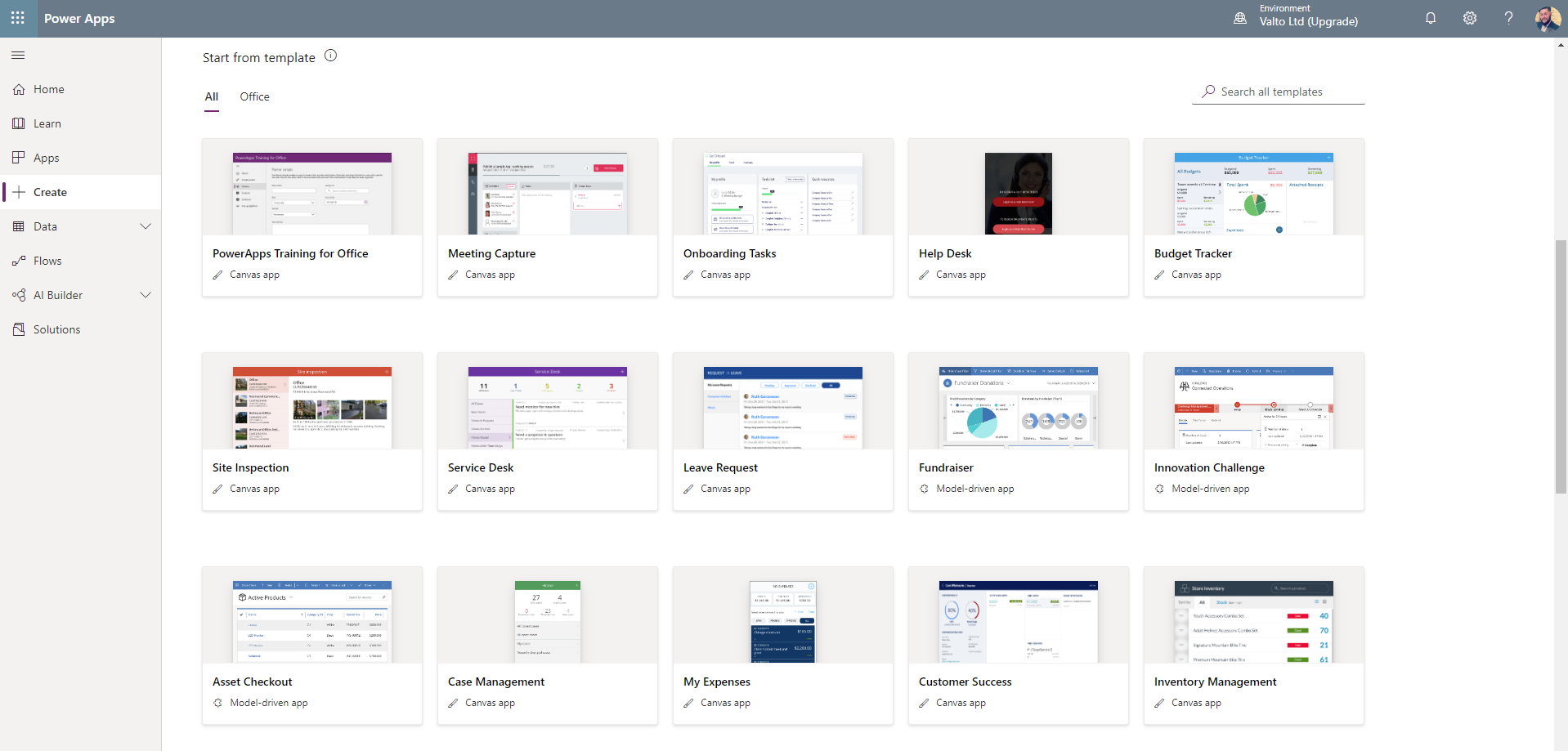 Microsoft Sharepoint Power Apps List of Templates