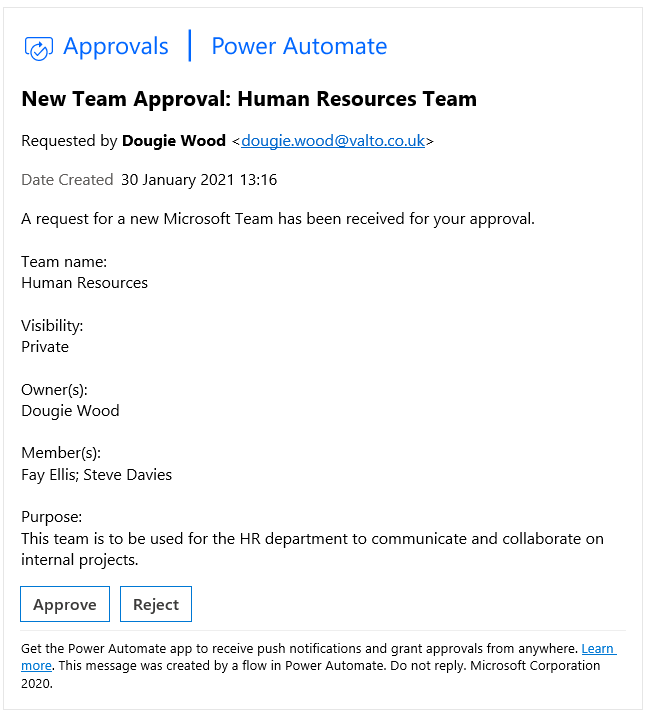 Power Automate Workflow Email