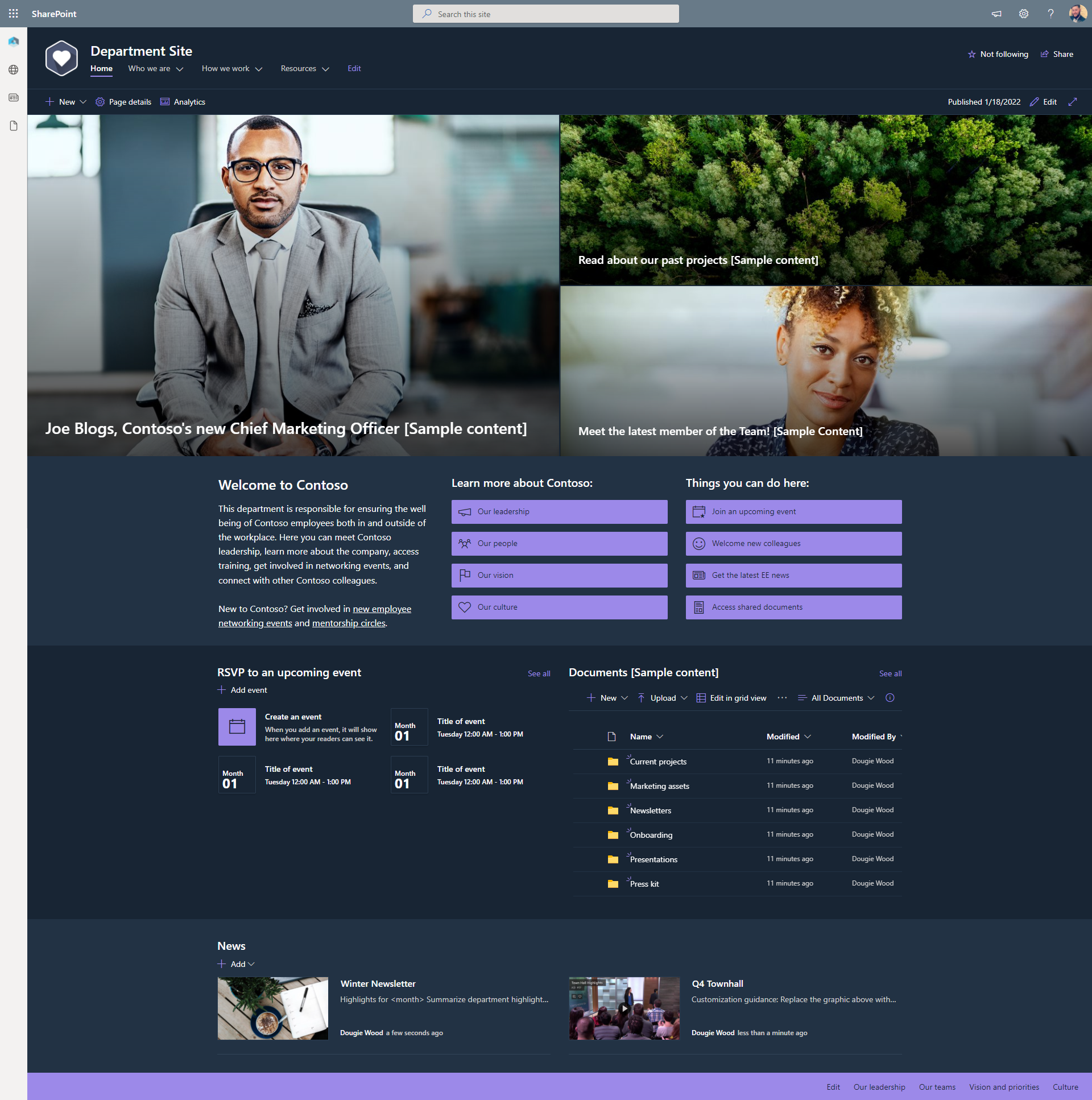 A SharePoint Department Site Template