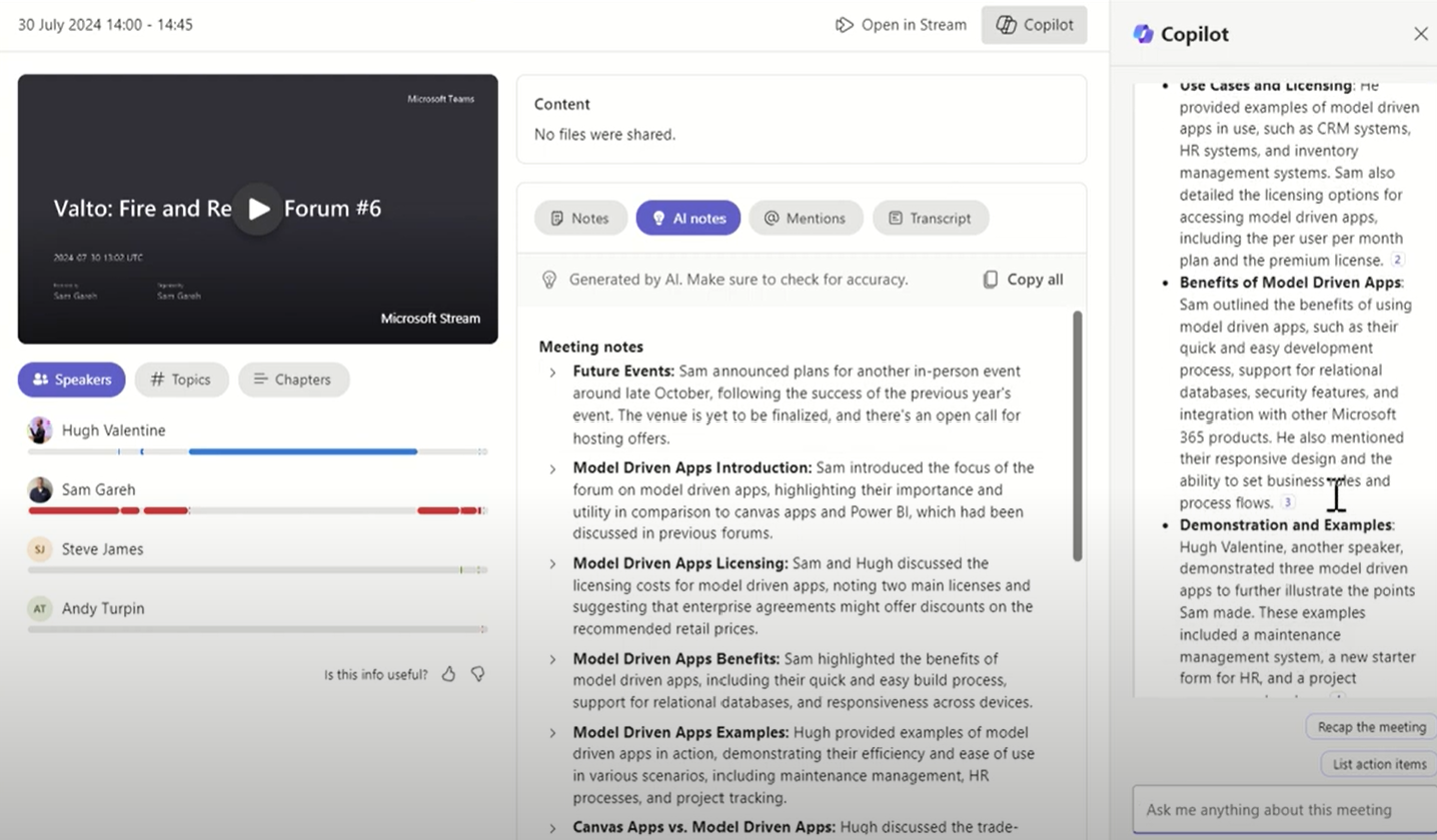 Microsoft Teams meeting summary