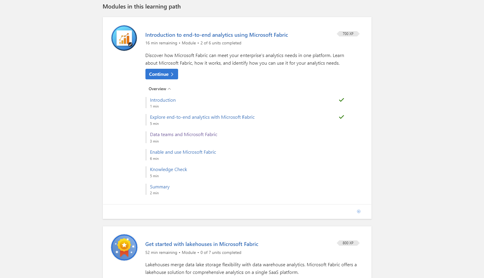 Microsoft Learning Pathways for Microsoft Fabric