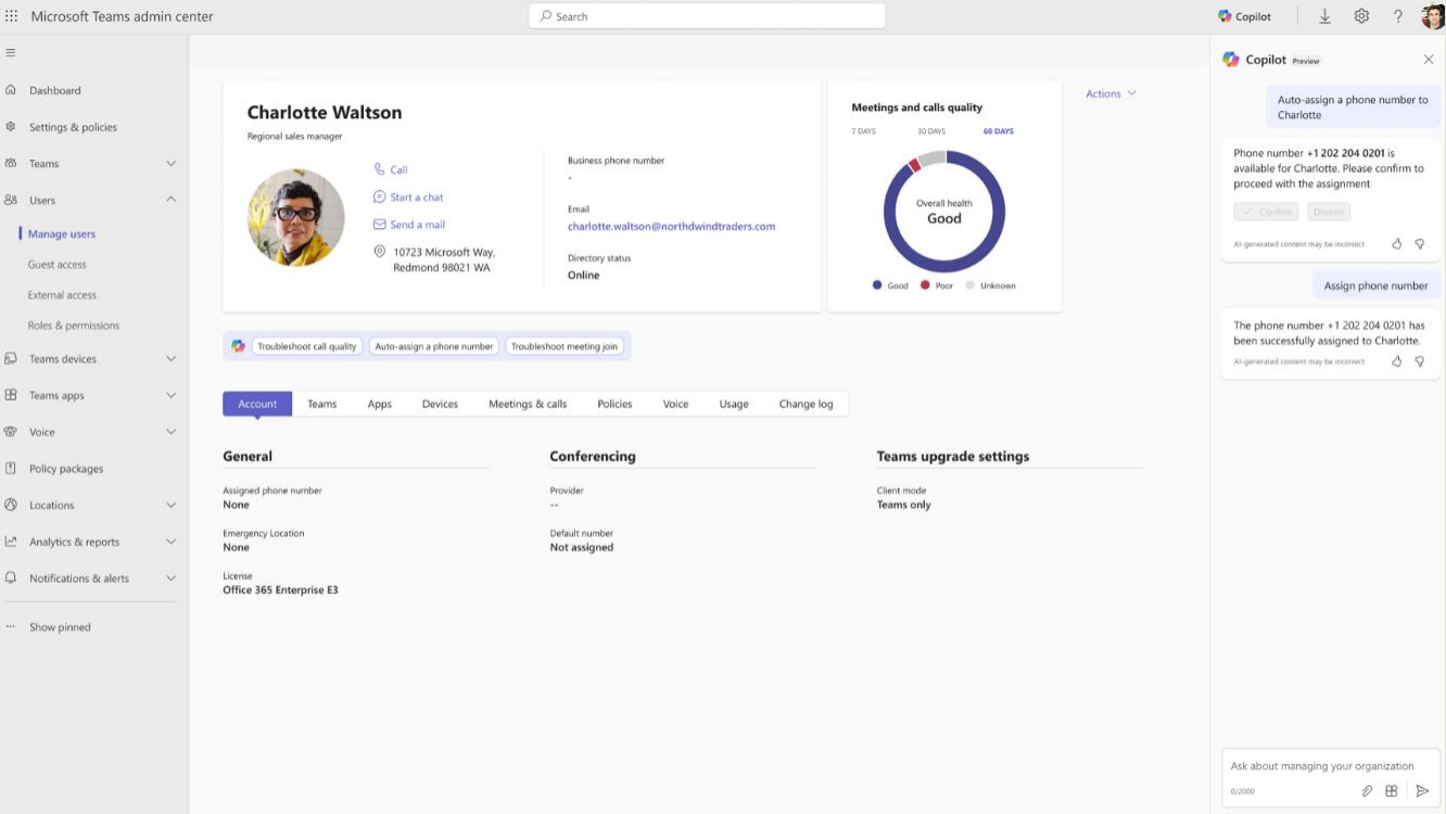 copilot in teams admin center