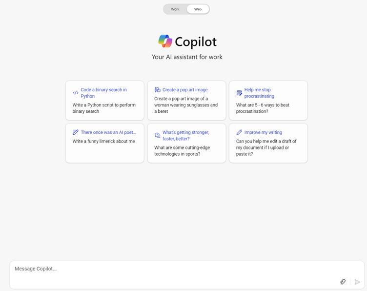 copilot blank prompt problem