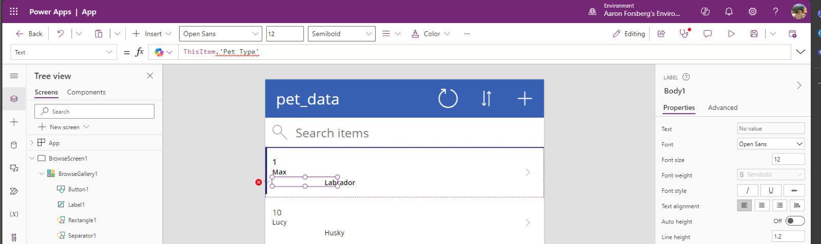 power apps drop down error