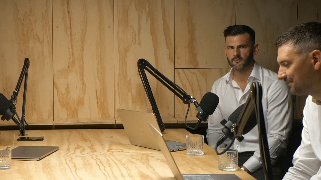 Two men at a table