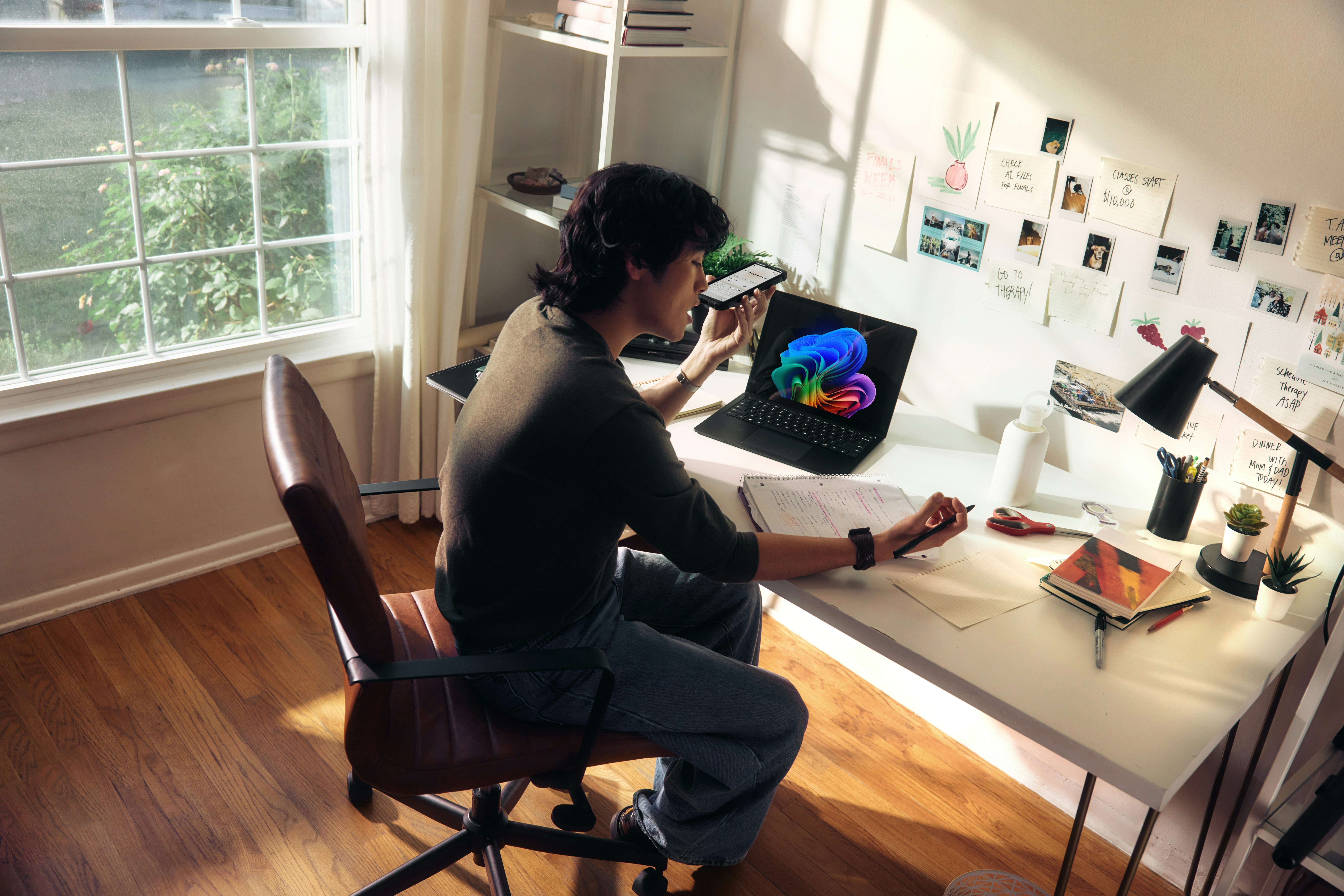 Man at a desk on a computer