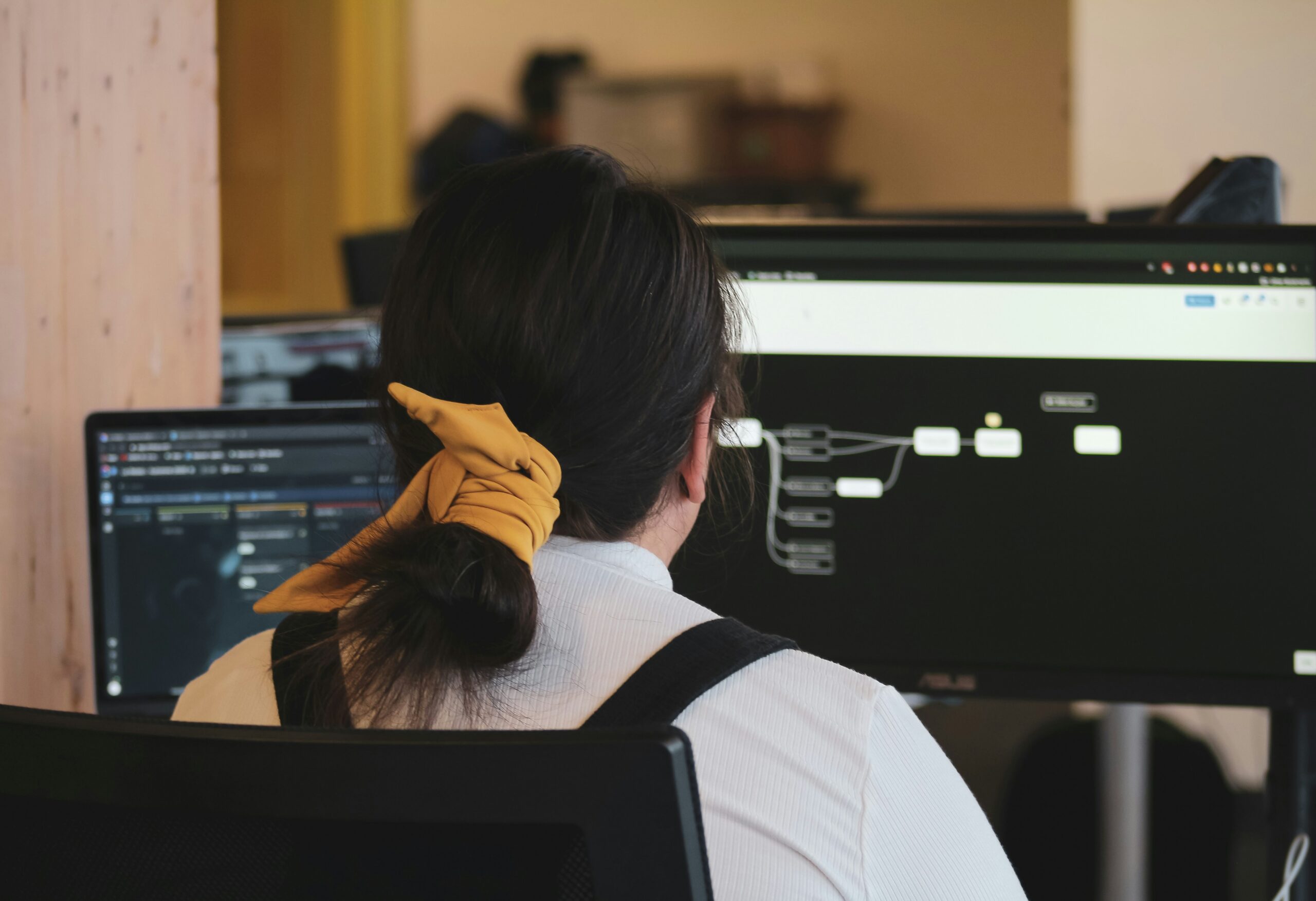 Woman working on laptop