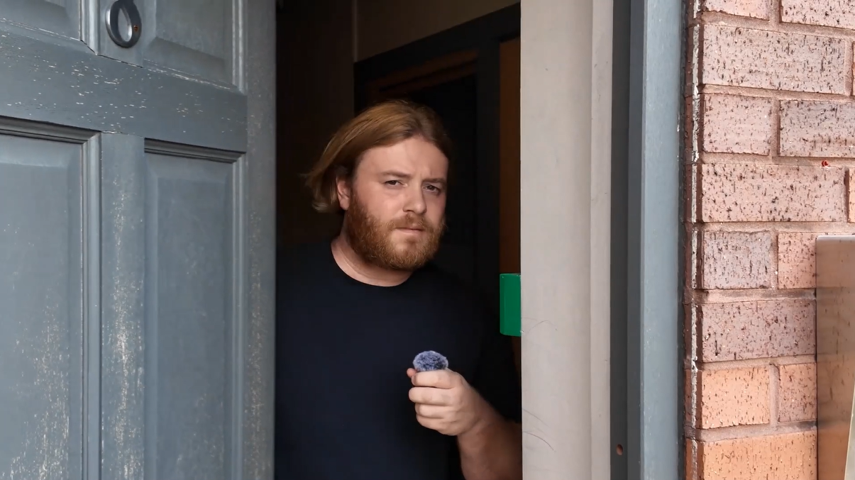 Man opening door